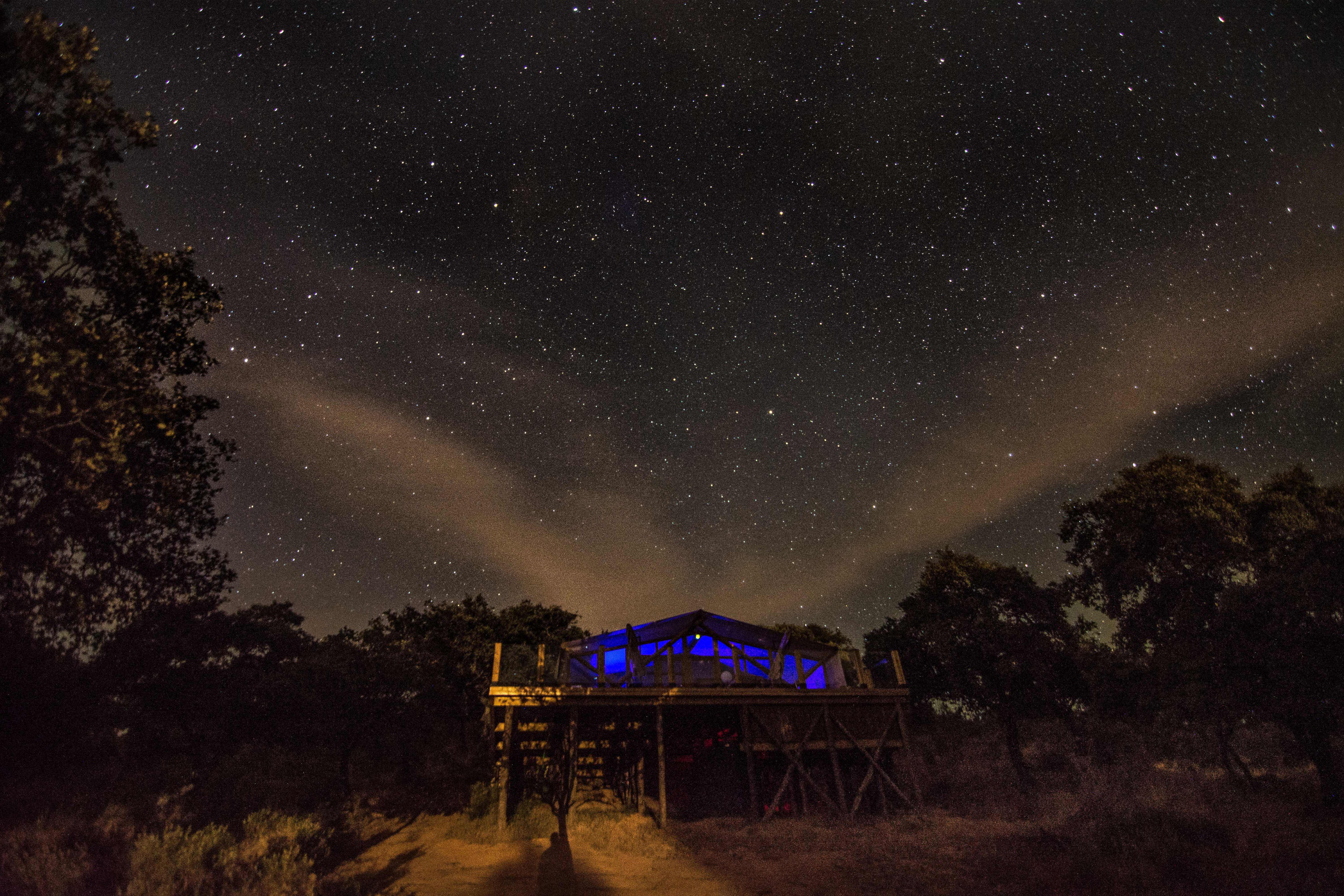 Cielo estrellado sobre La Dehesa Experiences, destino Starlight en Sierra Morena, Córdoba