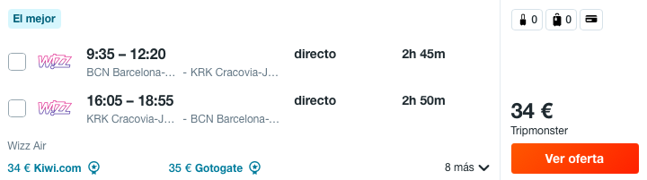 comprar vuelos baratos en fin de semana barcelona Cracovia