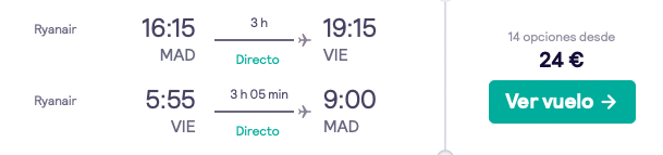 comprar vuelos baratos a Viena en fin de semana desde madrid