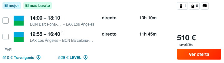 ¡Wow! Los Ángeles Julio y Agosto: Vuelos directos por 255 euros trayecto