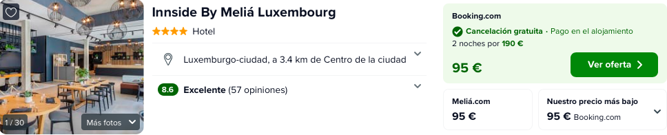 Fin de semana Luxemburgo: Vuelos + 2 noches Meliá 4* con cancelación por 120 euros