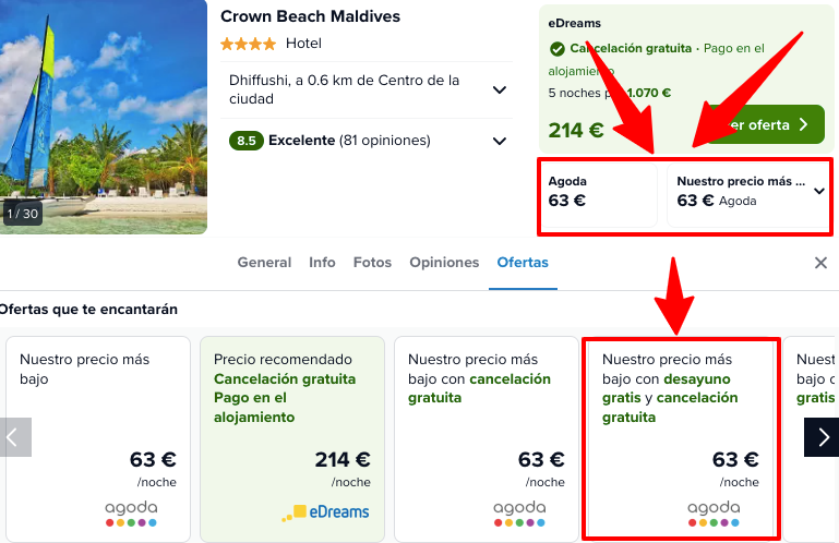 chollo hotel maldivas con desayuno