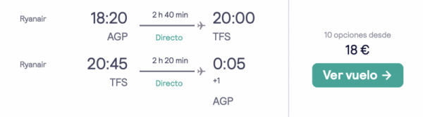 chollo vuelos a Tenerife por 9 euros desde málaga