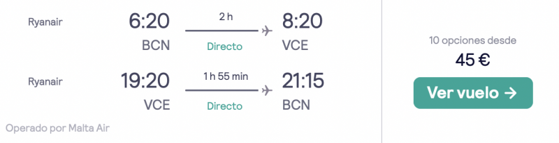 comprar vuelos baratos de Barcelona a Venecia en fin de semana