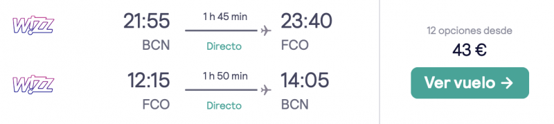 comprar vuelos baratos de Barcelona a roma en fin de semana