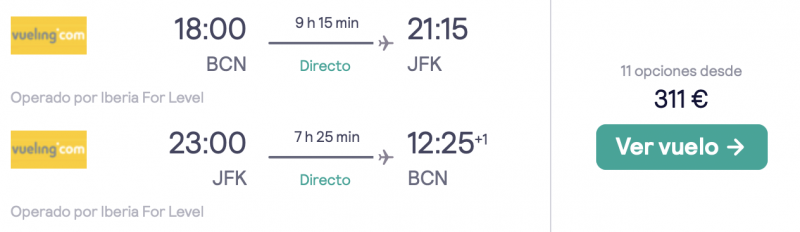 comprar vuelos baratos de Barcelona a Nueva York