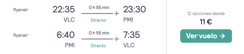 comprar vuelos baratos de valencia a Mallorca por 5 euros en fin de semana 