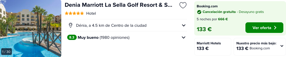 Lujazo Semana de Pascua: Denia Golf Resort & Spa 5* con desayuno y cancelación por 66 € p.p/noche
