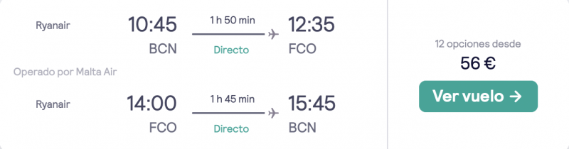 comprar vuelos baratos de Barcelona a roma en fin de semana