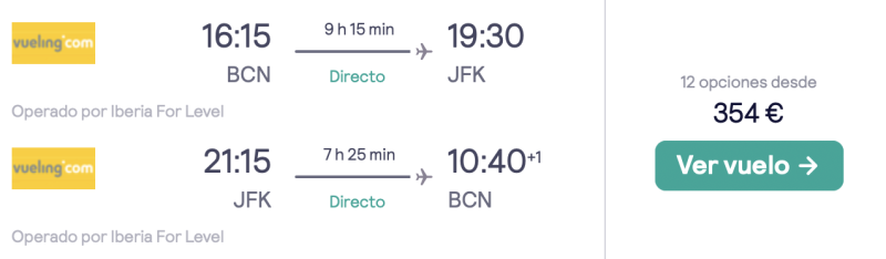 comprar. vuelos baratos directos de Barcelona a Nueva York