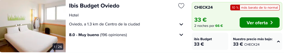 ¡Brutal! Fin de semana en Oviedo: Hotel céntrico por 16 € p.p/noche