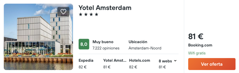 chollo hotel Amsterdam 4 estrellas por 40 euros