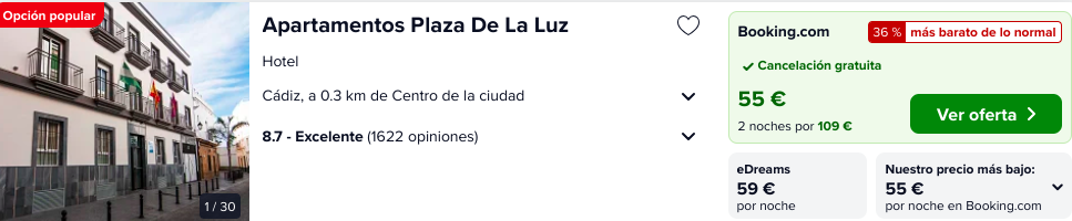 Fin de semana Cádiz: Aparthotel en el centro cancelable por 27 € p.p/noche