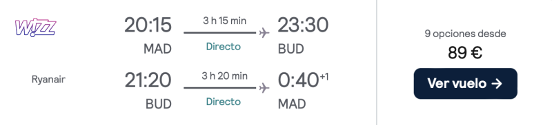 comprar vuelos baratos de madrid a Budapest