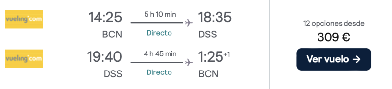 comprar vuelos baratos de barcelona a Dakar
