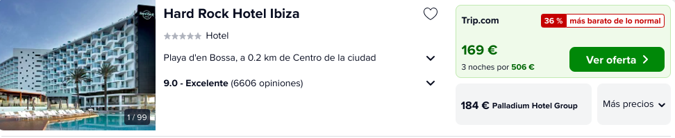 ¡Lujazo! Hard Rock Ibiza 5* en Primavera por 84 € p.p/noche 