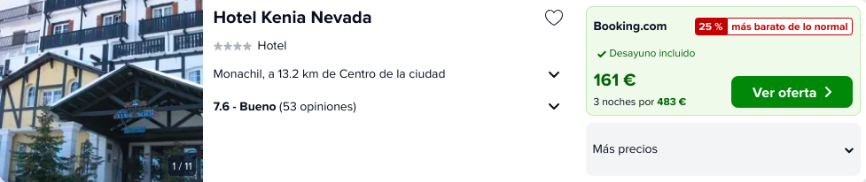 Navidad de Esquí en Sierra Nevada: Hotel 4* en las pistas con desayuno por 80 € p.p/noche