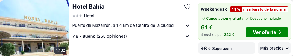 ¡Chollo! Semana Santa en la playa: Hotel con desayuno y cancelación por 30 € p.p/noche