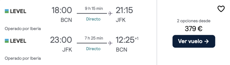 comprar vuelos baratos de barcelona a Nueva York
