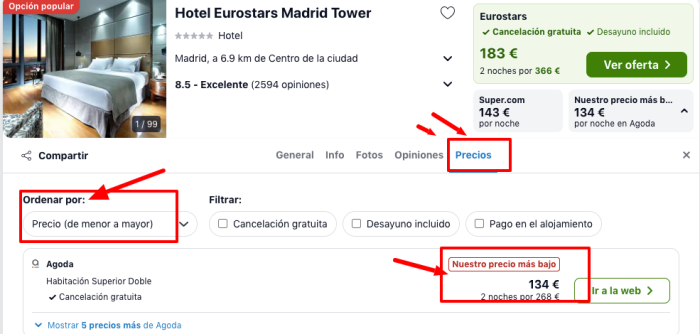 Madrid de Lujo en Navidad: Eurostars Madrid Tower 5* por 67 € p.p/noche