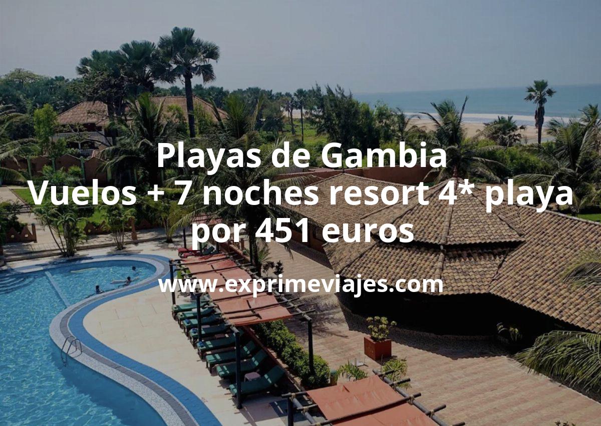 🏖️ Playas de Gambia: Vuelos directos + 7 noches resort 4* en la playa por 451 euros