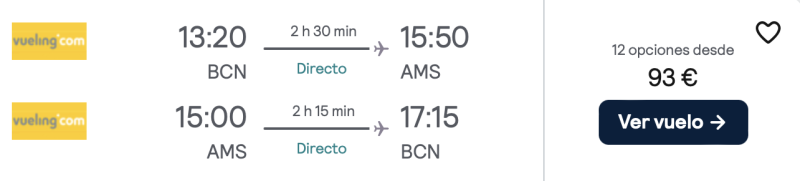 comprar vuelos baratos de barcelona a Amsterdam