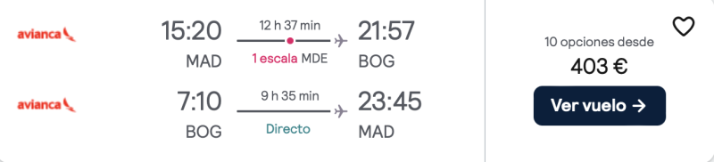 COMPRAR VUELOS BARATOS DE MADRID A BOGOTÁ 