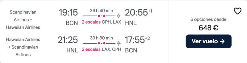 comprar vuelos baratos de barcelona a Honolulu, hawaii