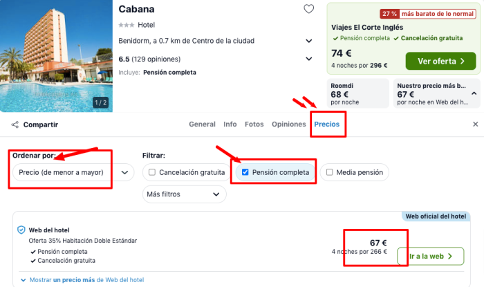 Pascua en Benidorm: Hotel con desayunos, comidas y cenas por 33 € p.p/noche