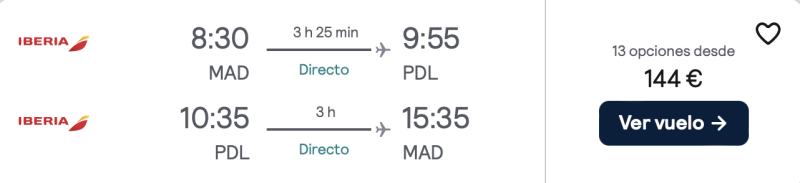 comprar vuelos baratos de madrid a azores