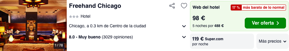 ¡Brutal! Chicago: Vuelos directos + 5 noches centro por 555 euros