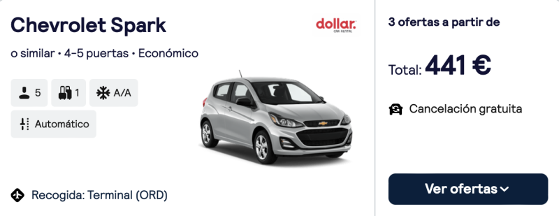 alquilar coche barato Chicago ruta 66