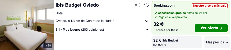 ¡Brutal! Puente Mayo Asturias: Hotel en el centro de Oviedo por 16 € p.p/noche