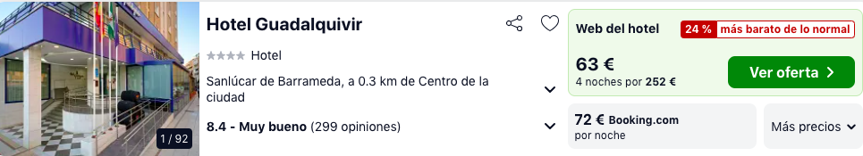Junio Costa de Cádiz: Hotel 4* en Sanlúcar por 31 € p.p/noche