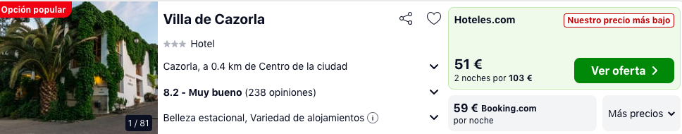 Fin de Semana Sierra de Cazorla: Hotel Villa por 25 € p.p/noche