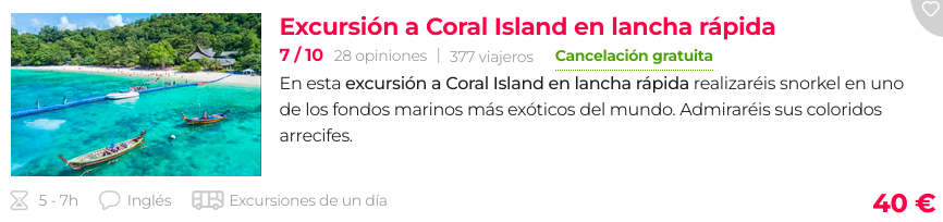 EXCURSION A CORAL ISLAND