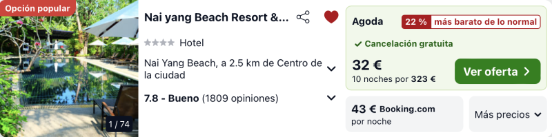 dormir barato resort Phuket tailandia
