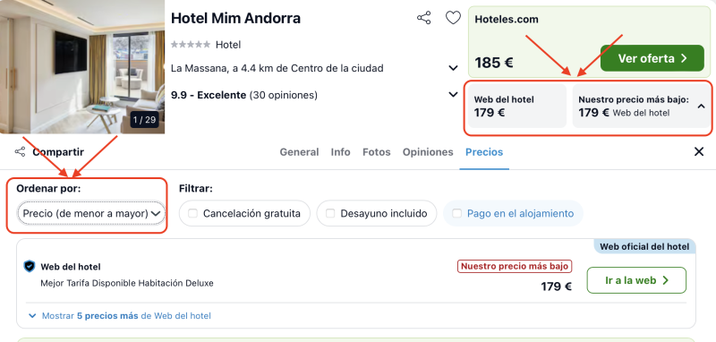 dormir barato hotel messi andorra