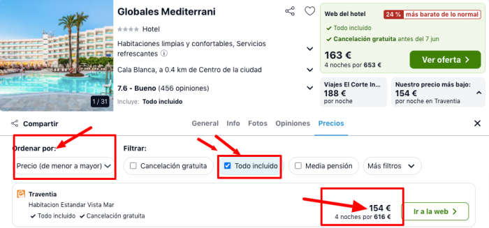 Menorca: Hotel 4* junto al mar TODO INCLUIDO por 77 € p.p/noche