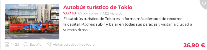 TICKET AUTOBUS TURISTICO TOKIO