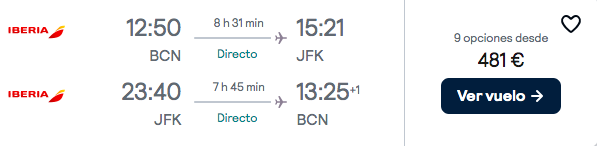Agosto Nueva York: Vuelos directos de Iberia por 240 euros trayecto