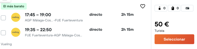 COMPRAR VUELOS BARATOS DE MALAGA A FUERTEVENTURA