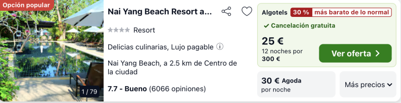 dormir barato resort Phuket tailandia