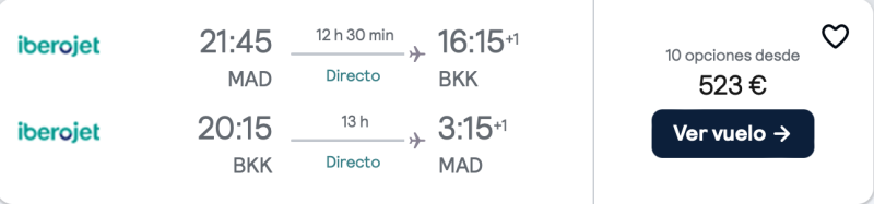 comprar vuelos baratos directos de madrid a Bangkok Tailandia