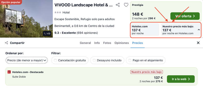oferta dormir barato hotel paisaje
