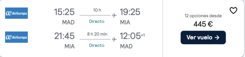 comprar vuelos baratos de madrid a Miami