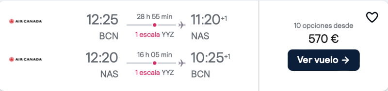 comprar vuelos baratos de Barcelona a Bahamas