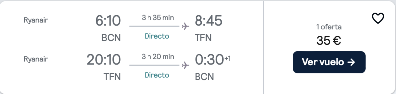 comprar vuelos baratos de barcelona a Tenerife
