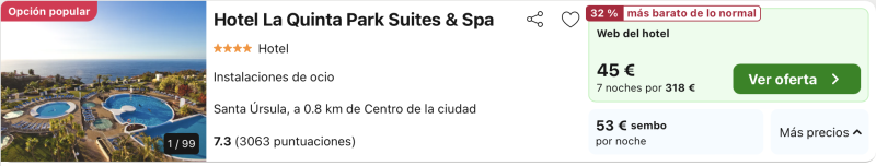 dormir barato hotel 4 estrellas tenerife