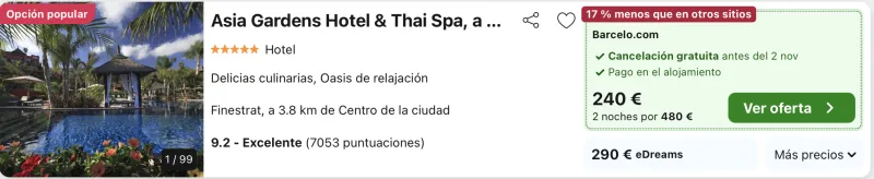 dormir barato hotel lujo asia gardens alicante